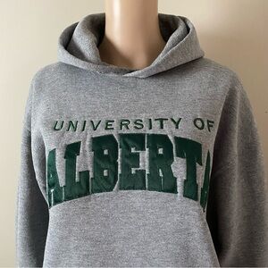 University Alberta embroidered grey hoodie, size large